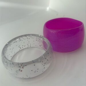 Pink and Clear Glitter Bangle Set